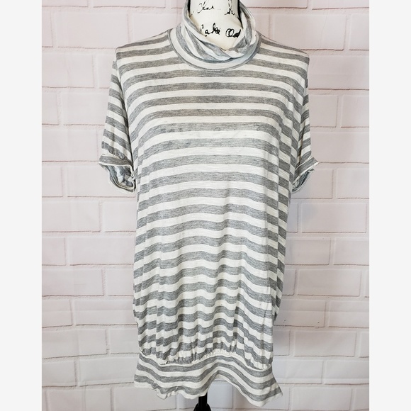 We The Free Tops - We the Free Gray White Striped Mock Neck Top XS